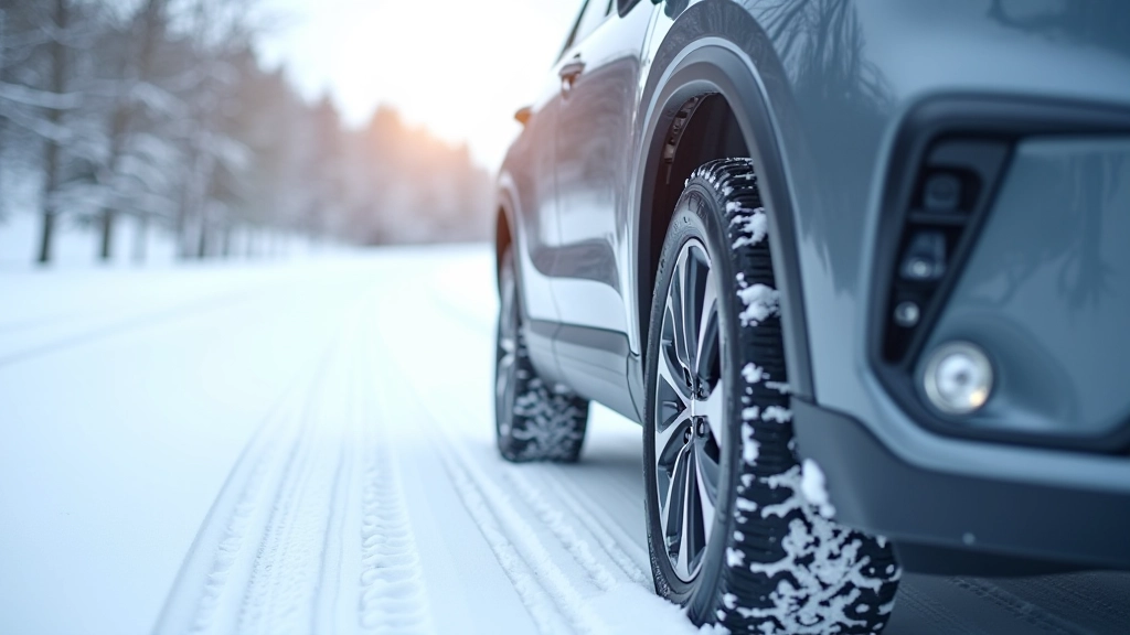 Winter safety testing on snowy road