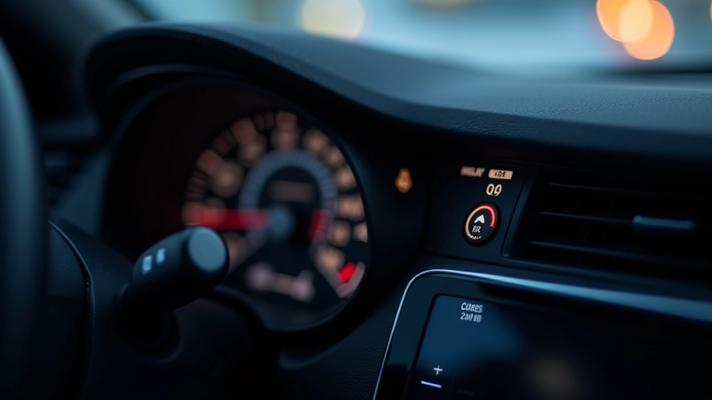 Close-up of SUV dashboard showing electronic stability control button and indicator light illuminated