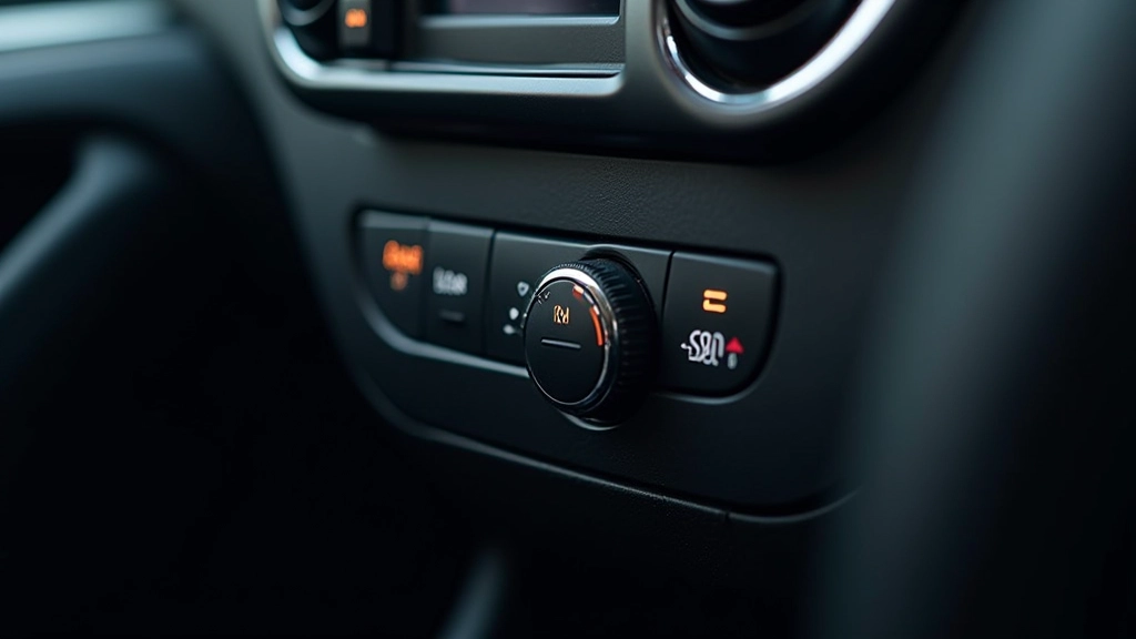 Close-up of heated seat controls and adjustment buttons on modern SUV interior dashboard