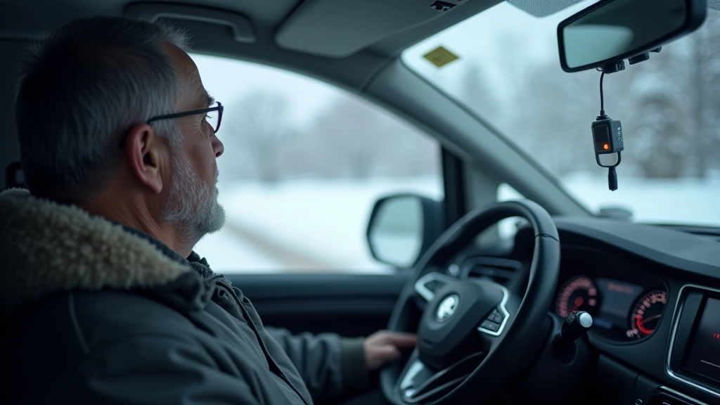 Winter SUV driving scene